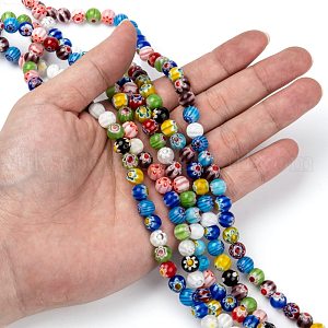 Handmade Millefiori Glass Beads Strands UK-LK14