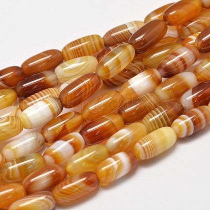 Natural Striped Agate/Banded Agate Beads Strands UK-G-M257-12x8mm-14-K-1