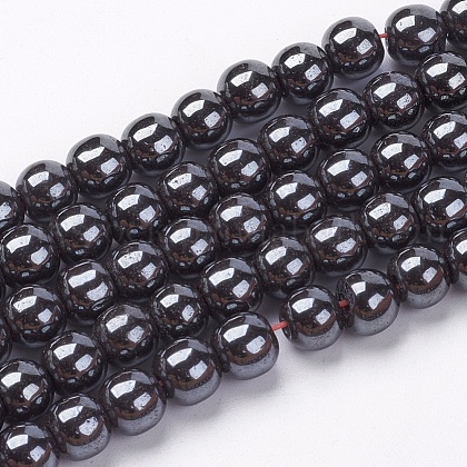 Non-Magnetic Synthetic Hematite Beads Strands UK-G-H1624-6mm-2-1