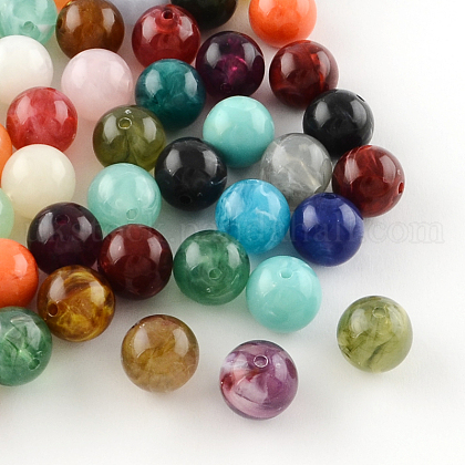 Round Imitation Gemstone Acrylic Beads UK-X-OACR-R029-6mm-M-1