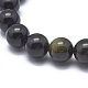 Natural Golden Sheen Obsidian Bead Stretch Bracelets UK-BJEW-K212-C-020-2