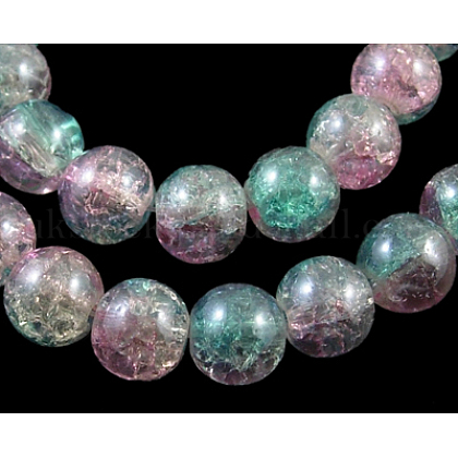 Crackle Glass Beads Strands UK-GGC10mm017Y-L-K-1