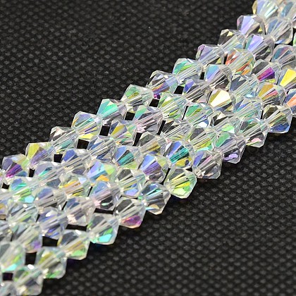 Imitate Austrian Crystal Electroplate Bicone Glass Bead Strands UK-GLAA-F029-6x6mm-A01-1
