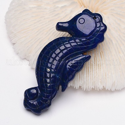 Sea Horse Natural Lapis Lazuli Big Pendants UK-G-E279-11C-1