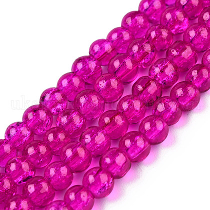 Spray Painted Crackle Glass Beads Strands UK-CCG-Q001-6mm-08-1