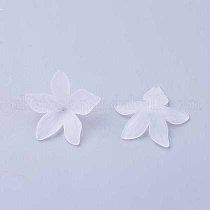 Clear Frosted Acrylic Flower Beads UK-X-PL594-11-1