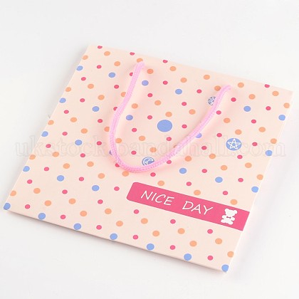 Polka Dot Pattern Cardboard Paper Bags Gift Shopping Bags UK-CARB-M011-01-K-1