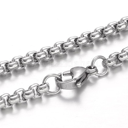 304 Stainless Steel Rolo Chain Necklaces UK-NJEW-F195-06A-P-1