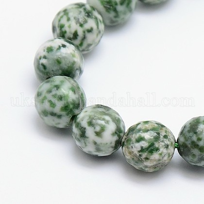 Natural Green Spot Jasper Beads Strands UK-G-L148-12mm-01-K-1