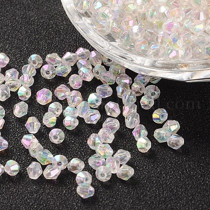 Bicone AB Color Plated Eco-Friendly Transparent Acrylic Beads UK-X-TACR-A003-6mm-22-1