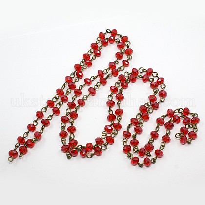 Handmade Glass Faceted Rondelle Beads Chains UK-AJEW-PH00498-05-K-1