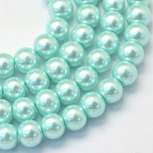 Baking Painted Pearlized Glass Pearl Round Bead Strands UK-HY-Q003-6mm-45