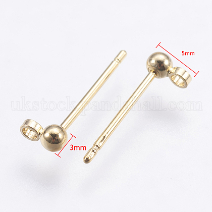 Brass Stud Earrings Findings UK-KK-G333-09G-NF-1