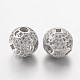 Hollow Brass Micro Pave Clear Cubic Zirconia Beads UK-ZIRC-L037-80P-FF-K-1