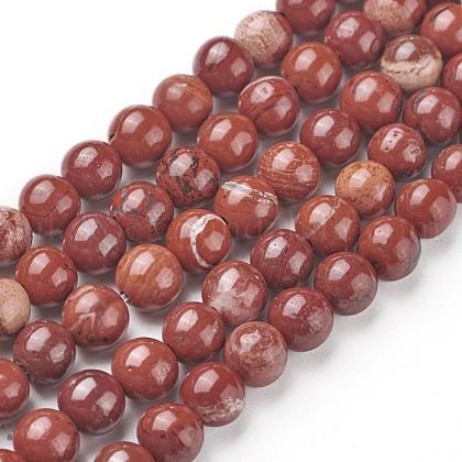 Natural Red Jasper Beads Strands UK-G-F348-02-6mm-1