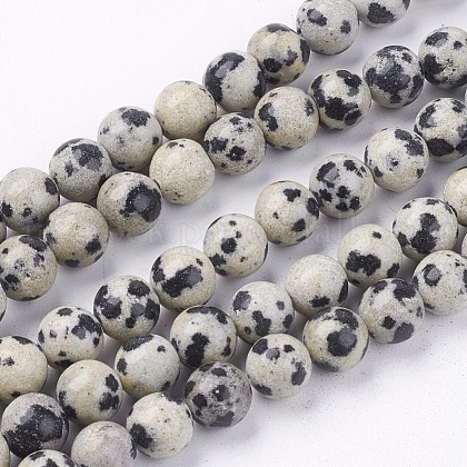 Natural Dalmatian Jasper Stone Bead Strands UK-G-R193-14-6mm-1