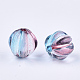 Two Tone Transparent Spray Painted Acrylic Corrugated Beads UK-ACRP-T005-52A-2
