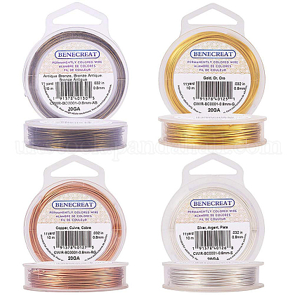 4 Colors Round Copper Wire for Jewelry Making UK-CWIR-BC0002-02-1
