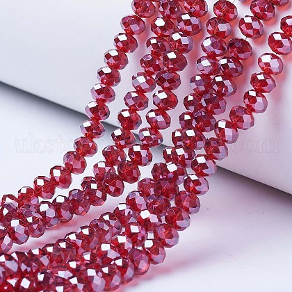 Electroplate Glass Beads Strands UK-EGLA-A034-T4mm-A06-1