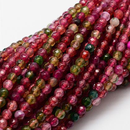 Faceted Natural Agate Round Beads Strands UK-X-G-E318D-4mm-02-1