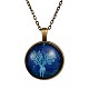 Christmas Reindeer/Stag Alloy Glass  Printed Pendant Necklaces UK-NJEW-F094-01AB-K-1
