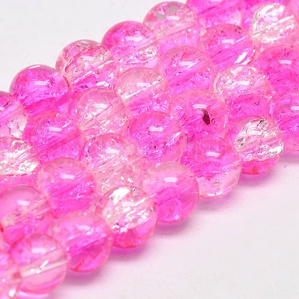Two Tone Crackle Glass Round Bead Strands UK-GLAA-F034-6mm-07-1