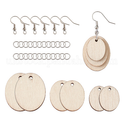 Yilisi DIY Unfinished Wooden Pendant Earring Making Kits UK-DIY-YS0001-17-1