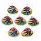 Electroplate Printed Natural Scallop Shell Pendants UK-SSHEL-R047-04-A02-2