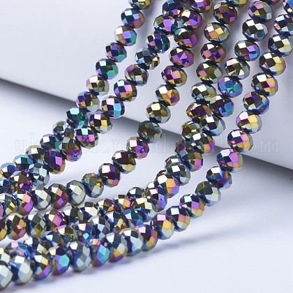 Electroplate Transparent Glass Beads Strands UK-EGLA-A034-T4mm-UA07-1