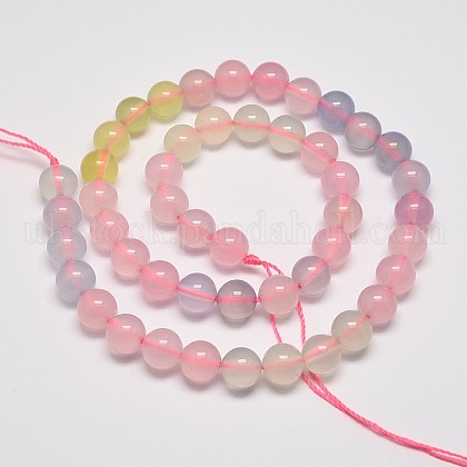 Natural Chalcedony Round Beads Strands UK-G-N0136-01-10mm-K-1
