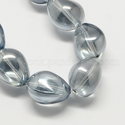 Electroplate Transparent Glass Beads Strands UK-EGLA-Q045-13x18mm-08-K-1