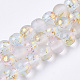 Frosted Spray Painted Glass Beads Strands UK-GLAA-N035-03A-C07-1