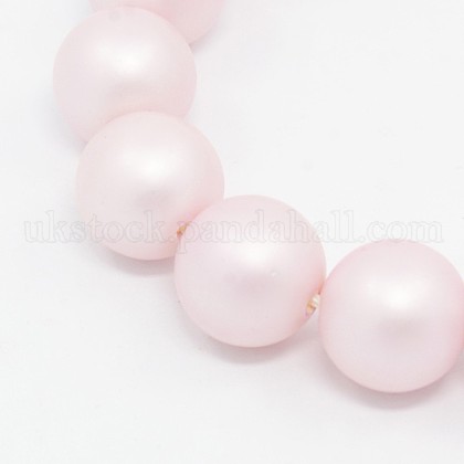 Round Shell Pearl Frosted Beads Strands UK-BSHE-I002-8mm-12-K-1