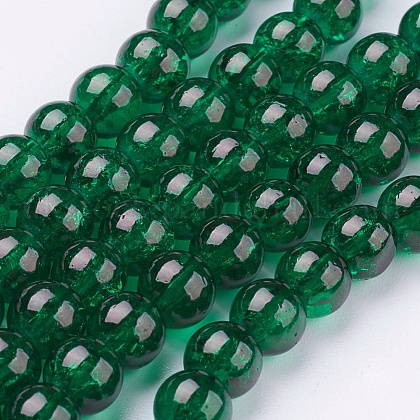 Spray Painted Crackle Glass Beads Strands UK-CCG-Q001-6mm-17-1