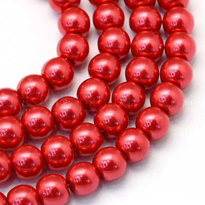 Baking Painted Pearlized Glass Pearl Round Bead Strands UK-HY-Q003-6mm-74-1