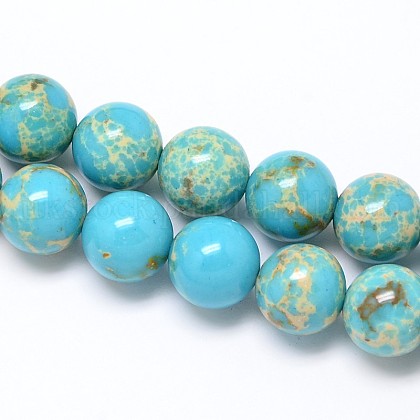 Synthetic Turquoise Round Beads Strands UK-G-N0139-02-10mm-K-1