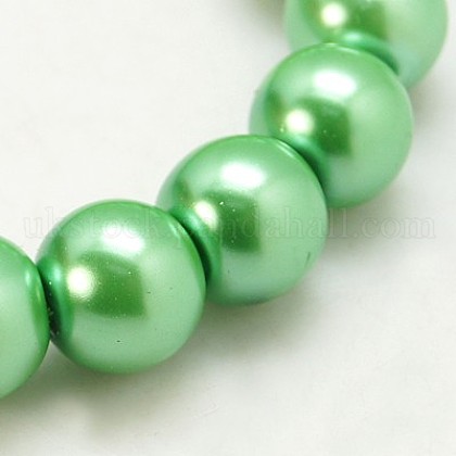 Pearlized Glass Pearl Round Beads Strands UK-X-HY-10D-B64-1