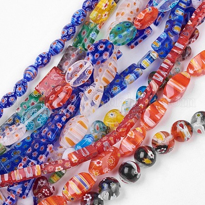 Handmade Millefiori Glass Beads Strands UK-LK-F011-01-1