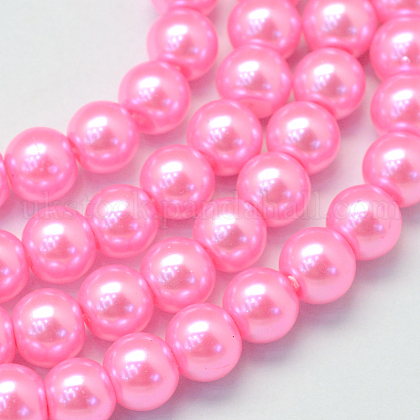 Baking Painted Pearlized Glass Pearl Round Bead Strands UK-HY-Q003-6mm-68-1