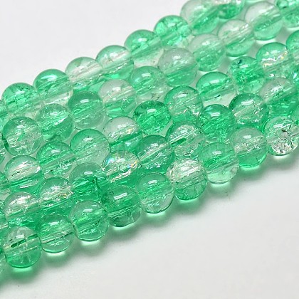 Two Tone Crackle Glass Round Bead Strands UK-GLAA-F034-10mm-03-1