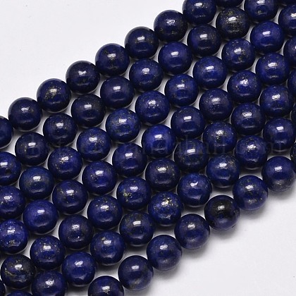 Dyed Natural Lapis Lazuli Round Beads Strands UK-G-M169-6mm-05-1