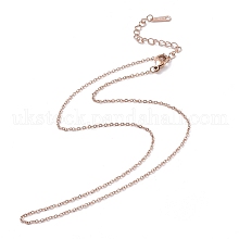 Ion Plating(IP) 304 Stainless Steel Cable Chain Necklace for Men Women, Rose Gold, 15.75 inch(40cm)