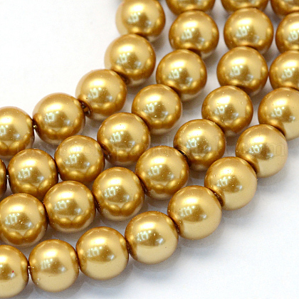 Baking Painted Pearlized Glass Pearl Round Bead Strands UK-HY-Q003-6mm-08-1