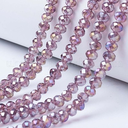 Electroplate Glass Beads Strands UK-EGLA-A034-T6mm-B10-1