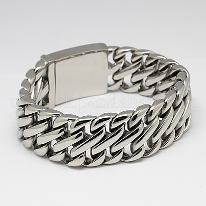 Fashionable Retro 316 Stainless Steel Chunky Curb Chain Bracelets UK-BJEW-F048-13-1