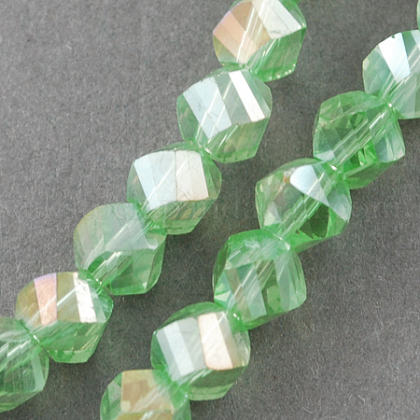 Electroplate Glass Beads Strands UK-EGLA-R031-10mm-14-K-1