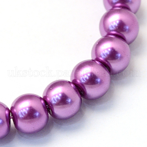 Baking Painted Pearlized Glass Pearl Round Bead Strands UK-HY-Q003-4mm-16
