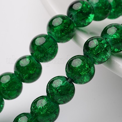 Spray Painted Crackle Glass Beads Strands UK-CCG-Q001-8mm-17-K-1