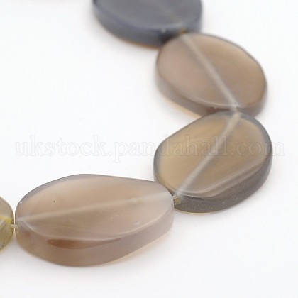 Dyed Natural Agate Flat Oval Bead Strands UK-G-J283-07-1