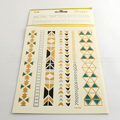 Cool Body Art Removable Mixed Shapes Fake Temporary Tattoos Metallic Paper Stickers UK-AJEW-Q081-03-1